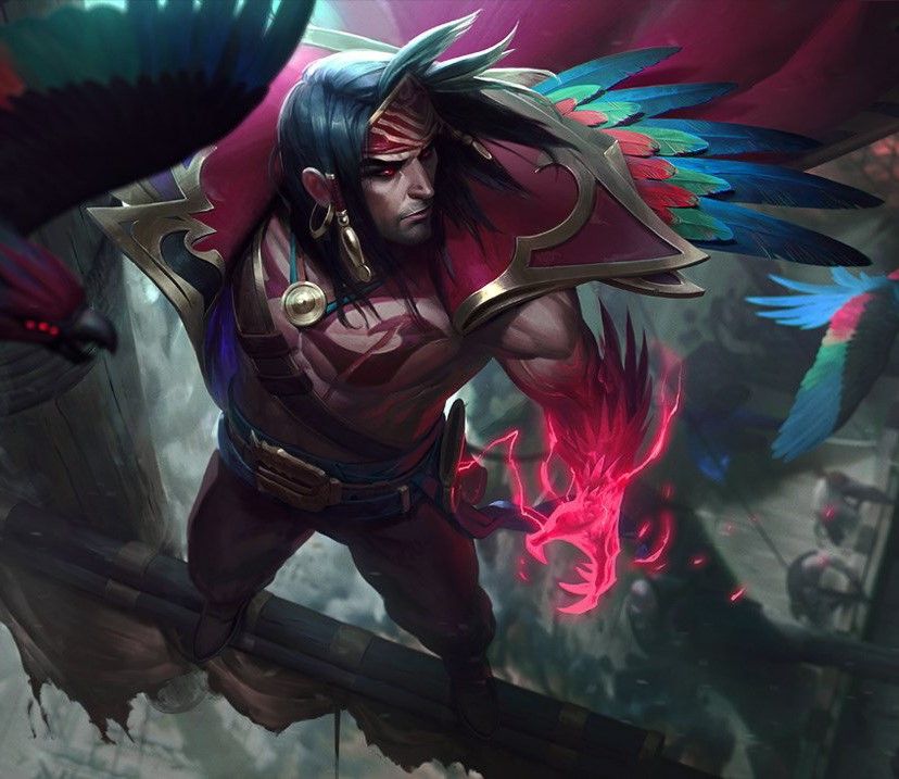 Bilgewater Swain Guide with Feathers on Outfit