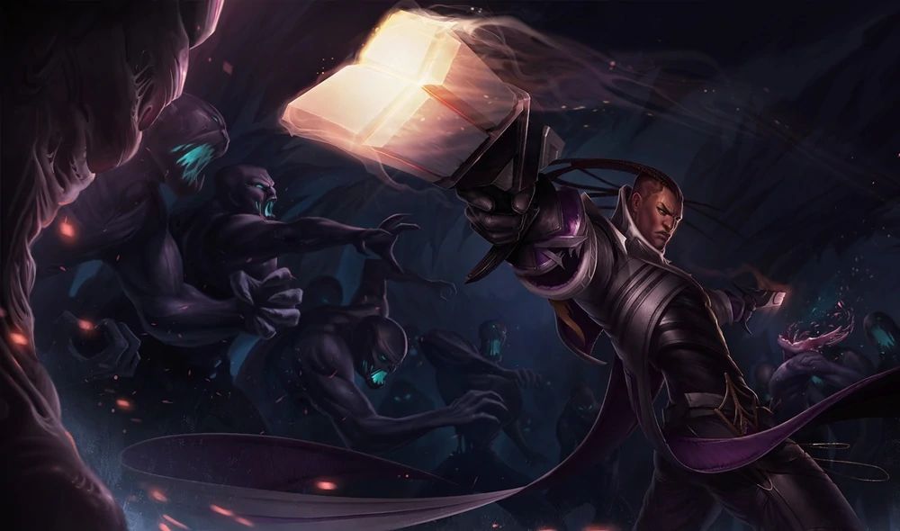 Best Lucian Skin with Glowing Gun and League of Legends Monsters Behind Him