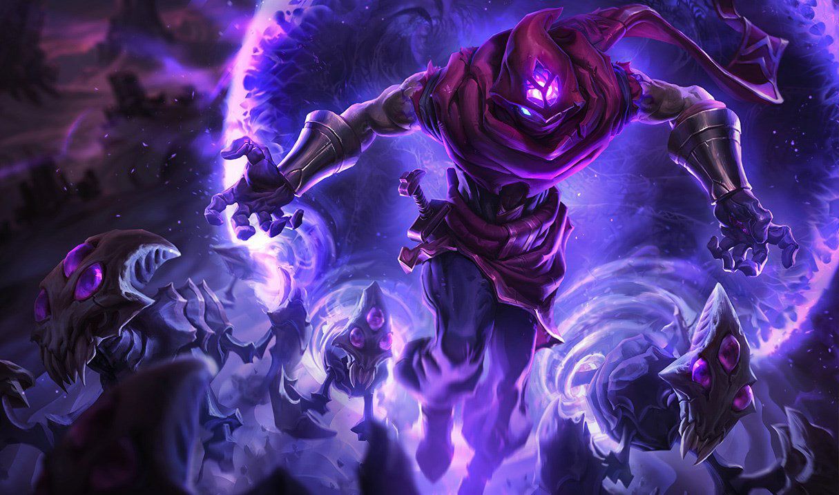 Malzahar Best Skins Showing Malz Commanding His Minions Out of the Purple Void