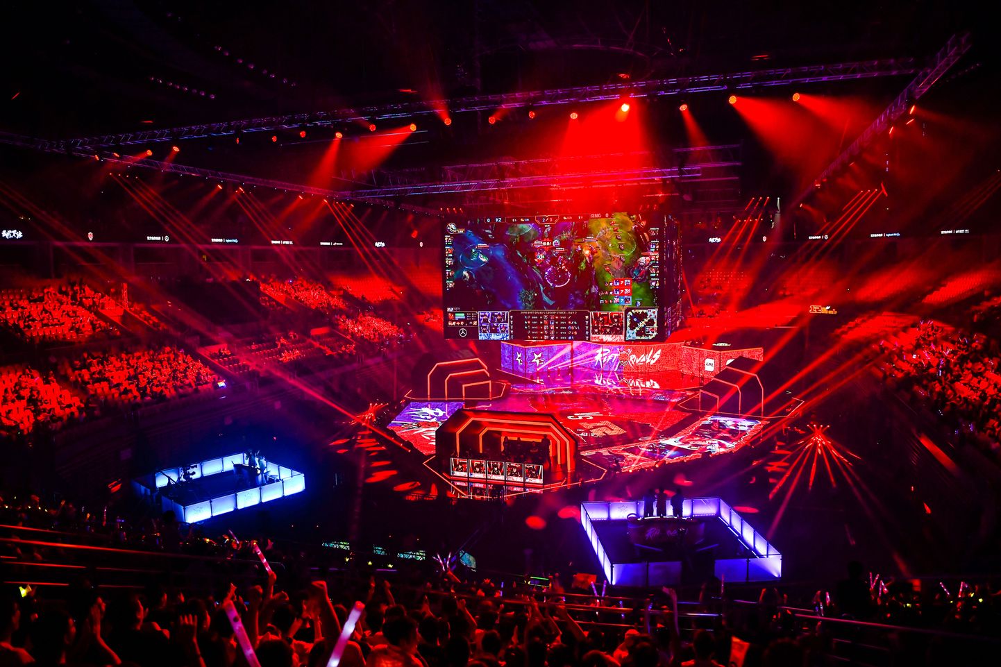 Competitive eSports players compete in a tournmant at the top of the League of Legends Ranking System