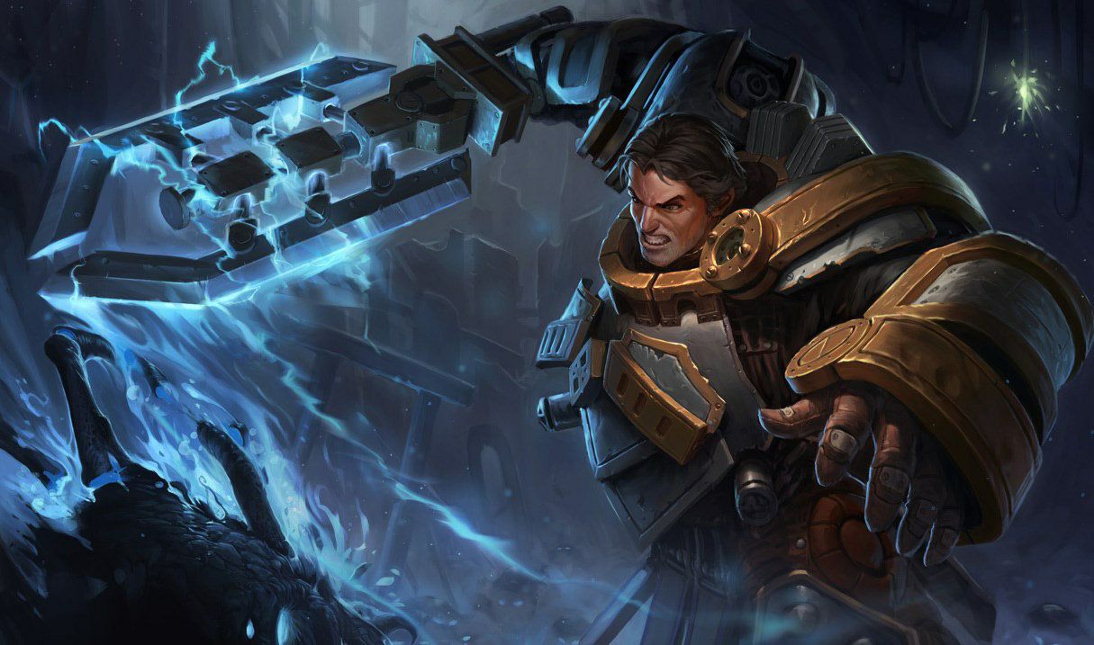 Great Garen Skin Steel Legion with Lightning Arcing on Sword