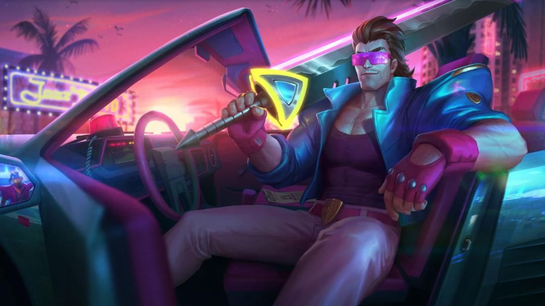 Great Skin for Garen in LoL with Glowing Mic and Miami Vice Vibe