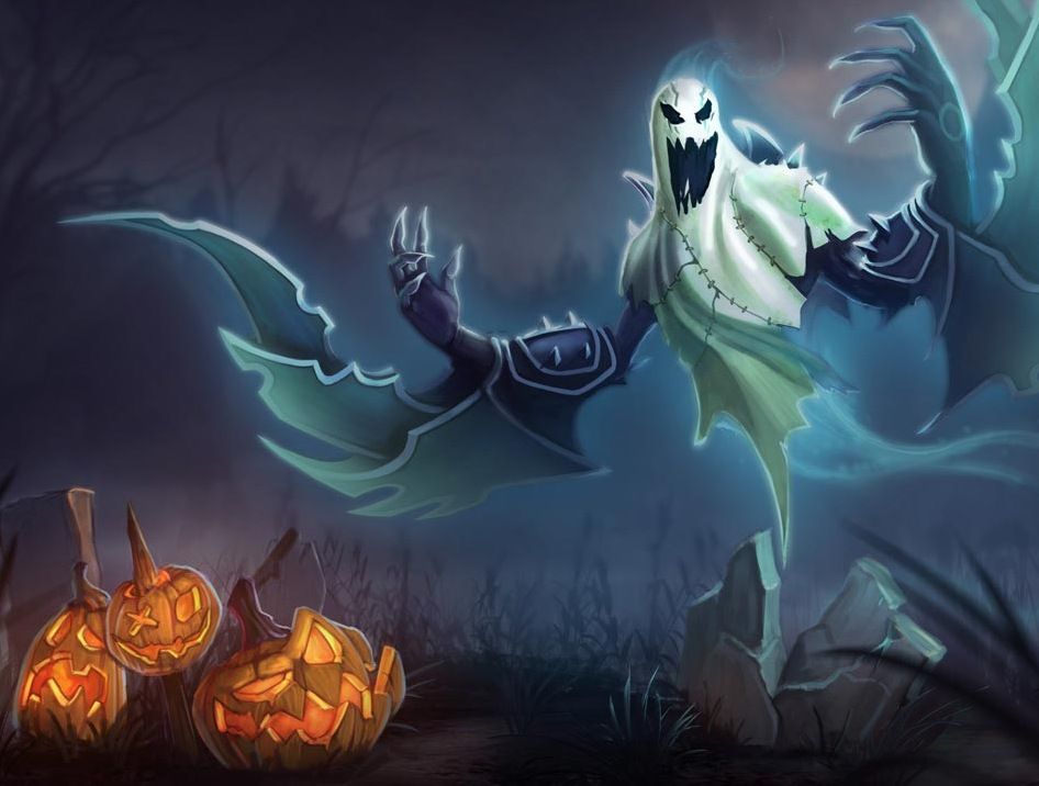 Haunting Nocturne Skin Looking Like a Ghost in a Pumpkin Patch