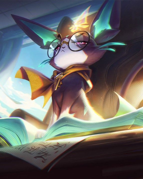 Yone Champion in League of Legends Ridding on a Book with Glasses On