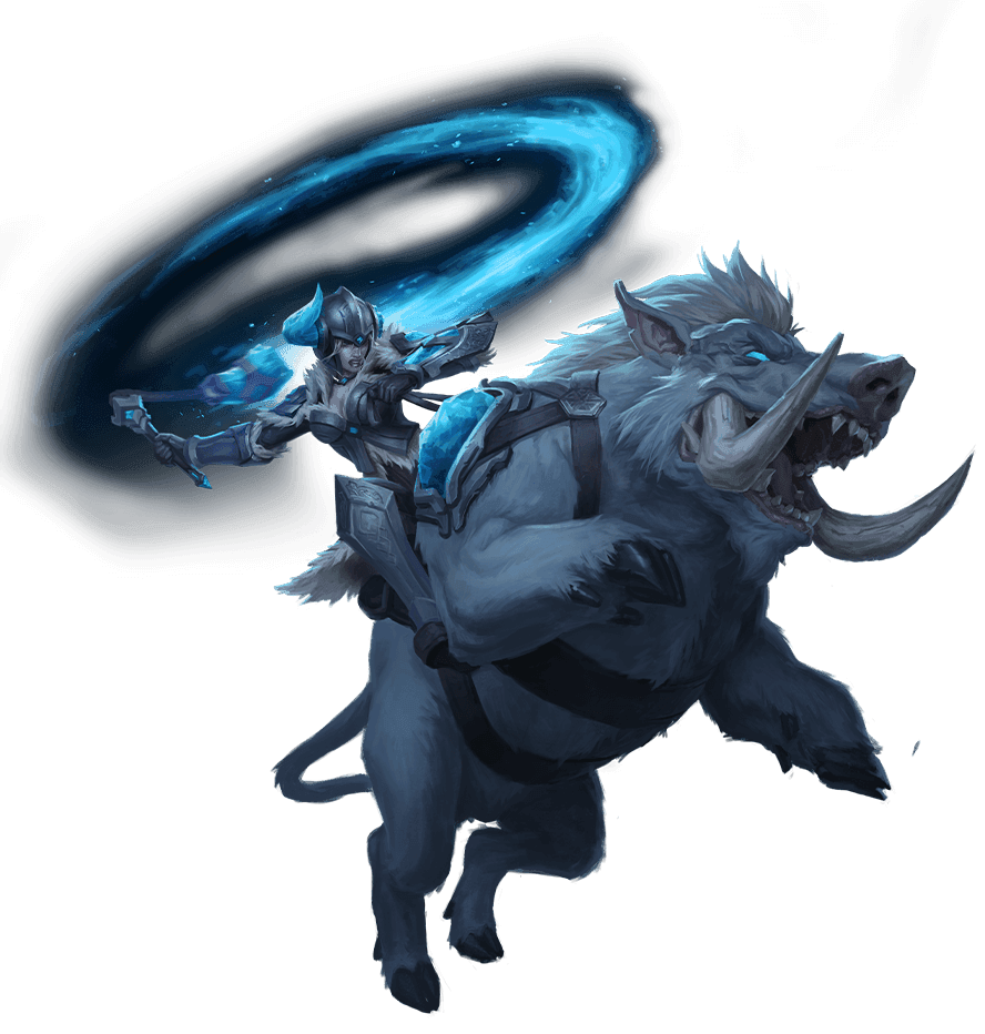 Sejuani Charging with Ice Powers on Boars Back