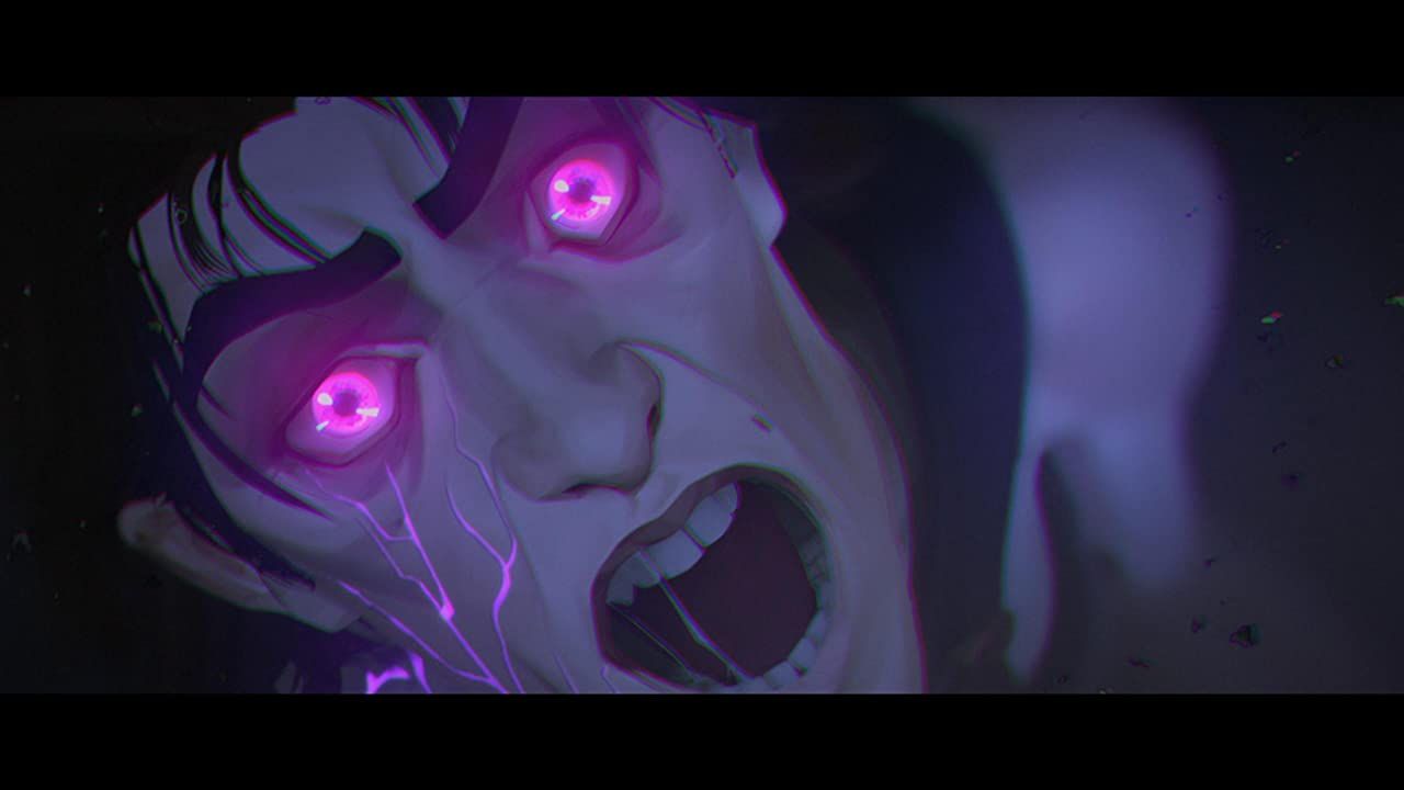 In Arcane, Viktor takes the potion offered to him by singed and gains glowing purple eyes