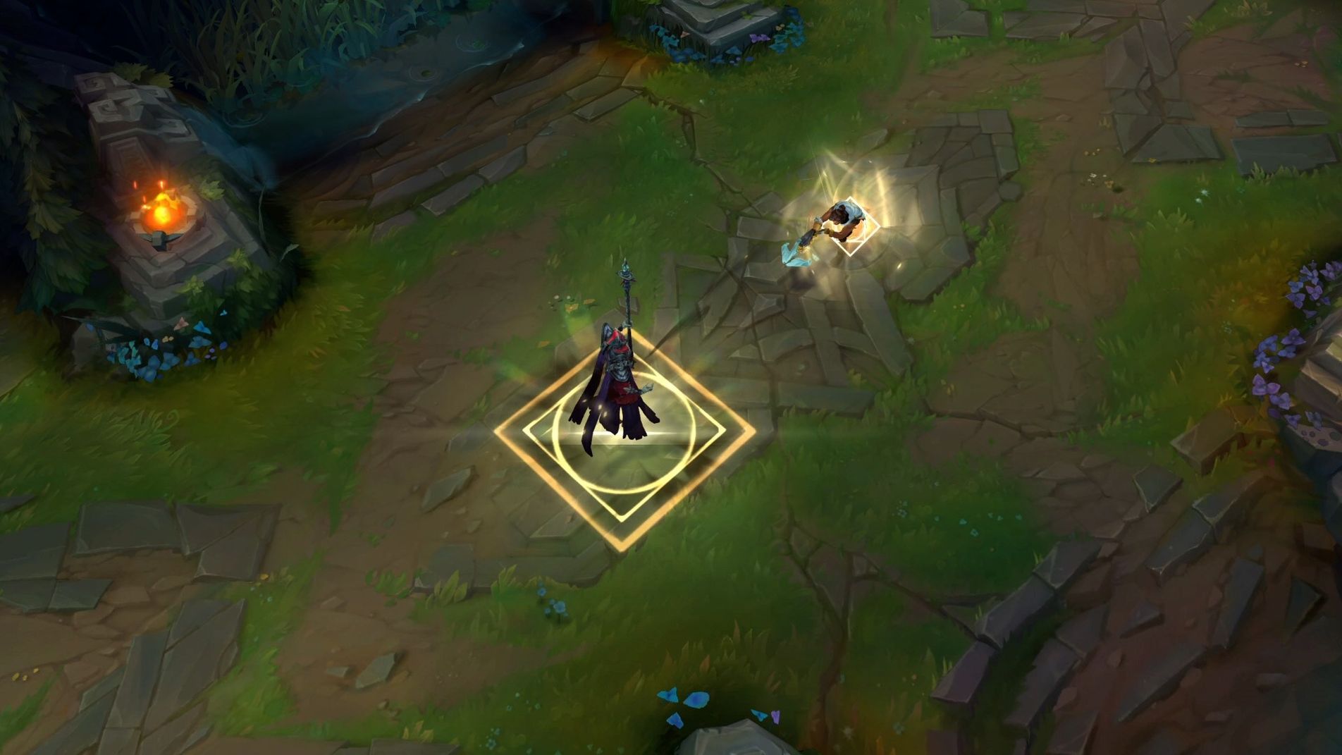 Marking enemy champion Karthus with Akshan's Passive ability on the Rift