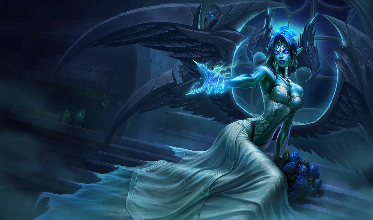 Ghost Bride Morgana Skin on the Steps of a Grave and a Glowing Outstretched Hand