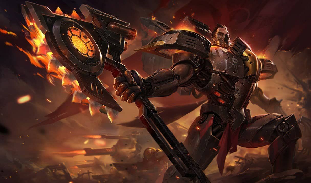 Teamfight Tactics Mana-Reaver Update Darius Holding His Reaving Axe with Tanks Behind Him