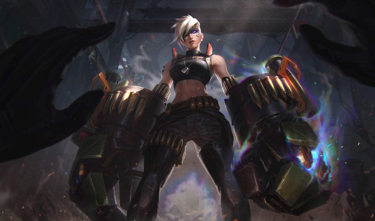 Vi Strategically Holding Large Cybernetic Fists