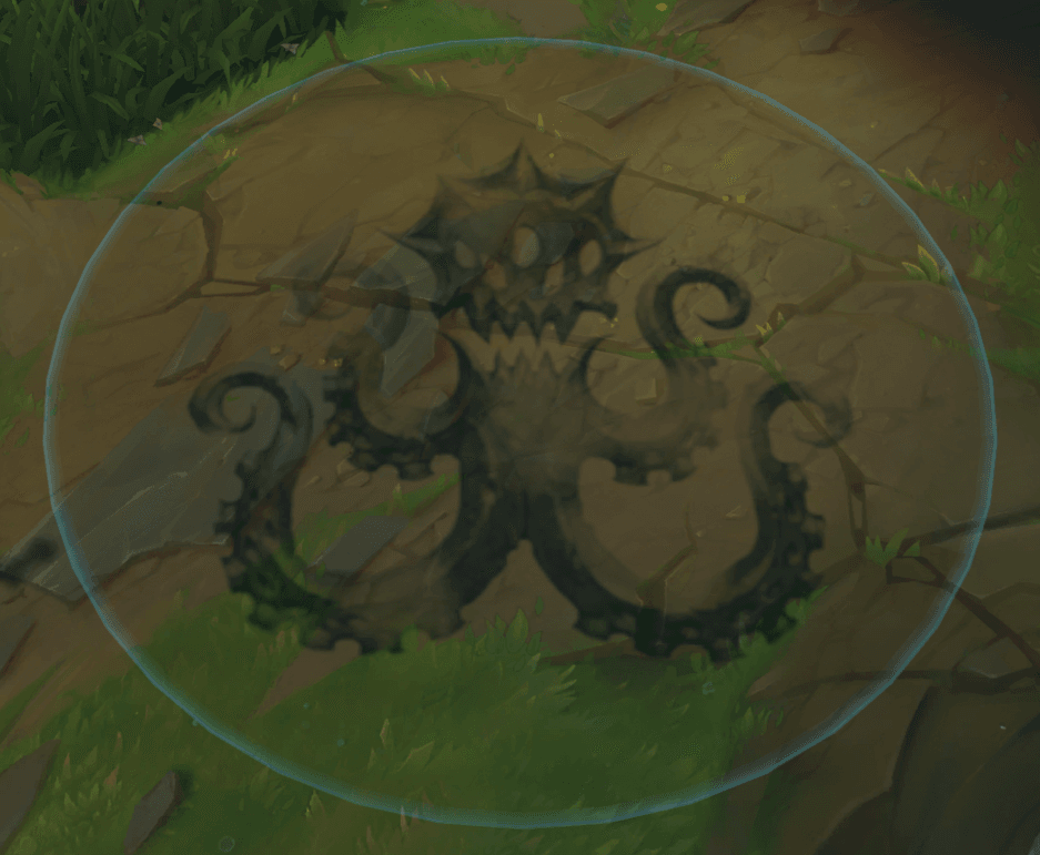Launching cannon barrage ultimate ability for a large AoE effect with octopus symbol in the center.
