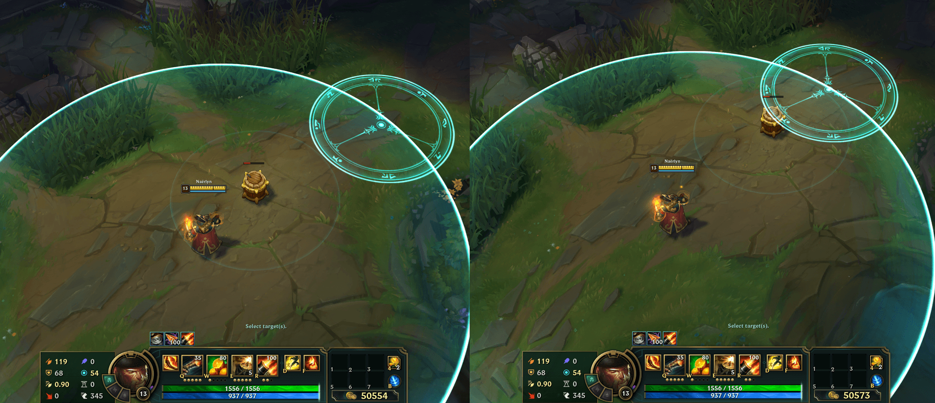 Comparing the range for different gangplank combos