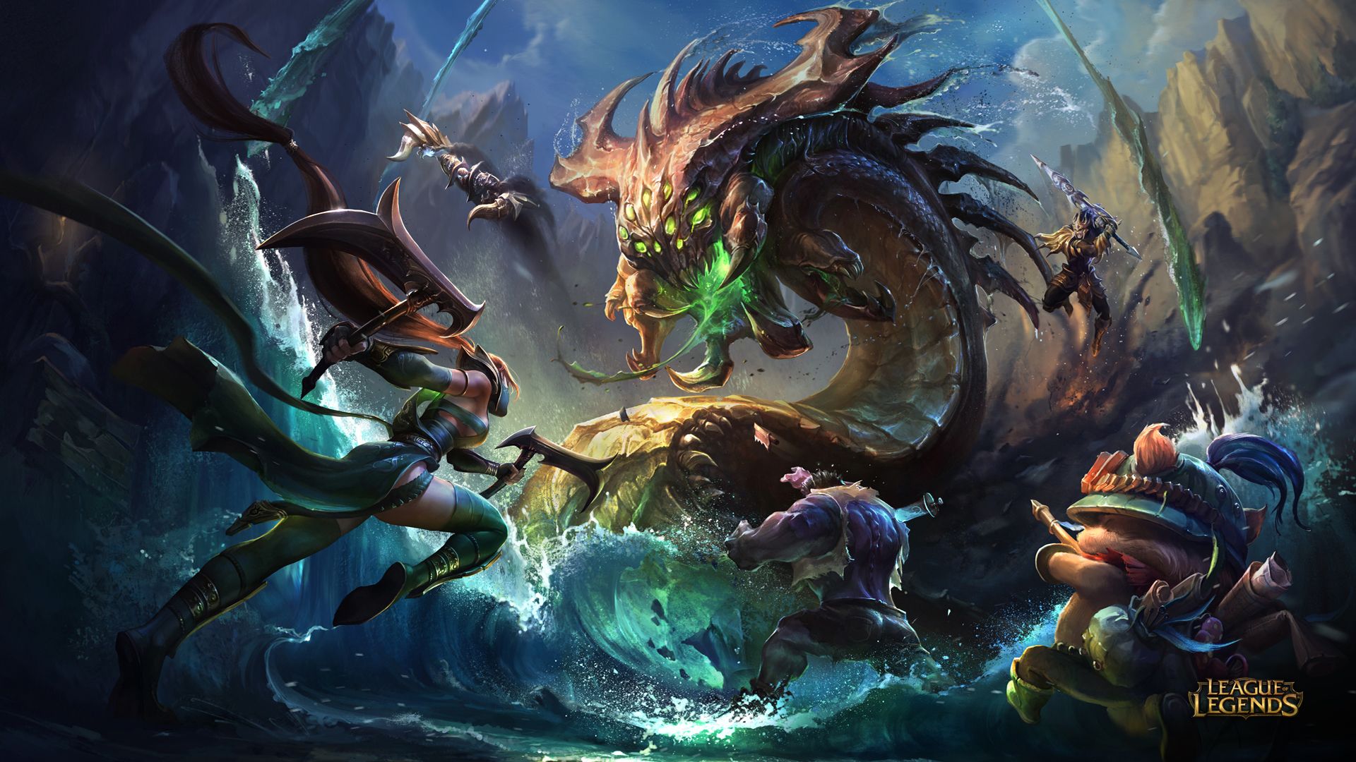 League of Legends Terms and Glossary Is Useful to Understand this Image of Champions Fighting a Monster in LoL