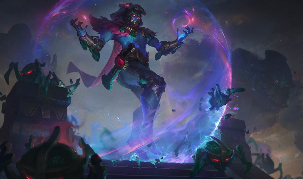 Worldbreaker Malzahar Skin Showing Malzahar in LoL with a Shield Around Himself